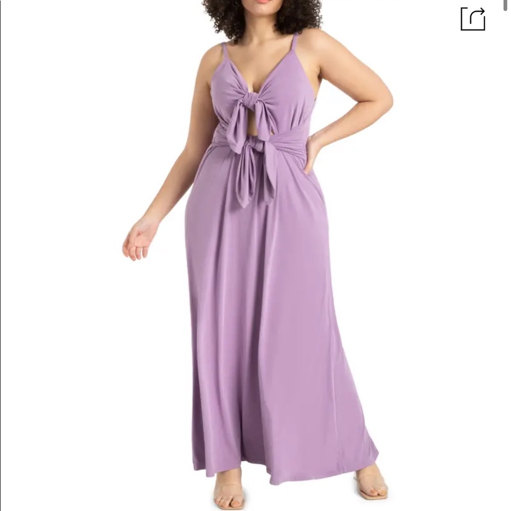 ELOQUII Sleeveless Front Cutout Maxi Dress In Misty Lilac - Picture 5 of 5